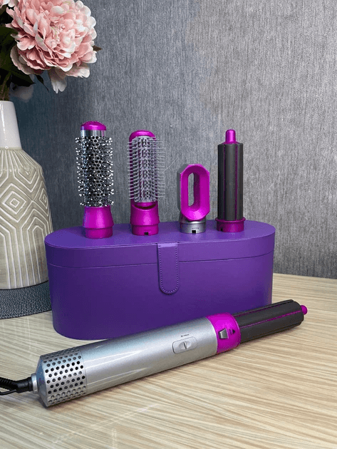 Стайлер + Коробка 5 в 1 HAIR BRUSH Styler для різних типів волосся з функціями надання об'єму, випрямлення, укладання Фіолетовий