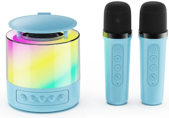 Портативна акустична колонка K19 з Bluetooth та LED-підсвічуванням для караоке бірюзовий