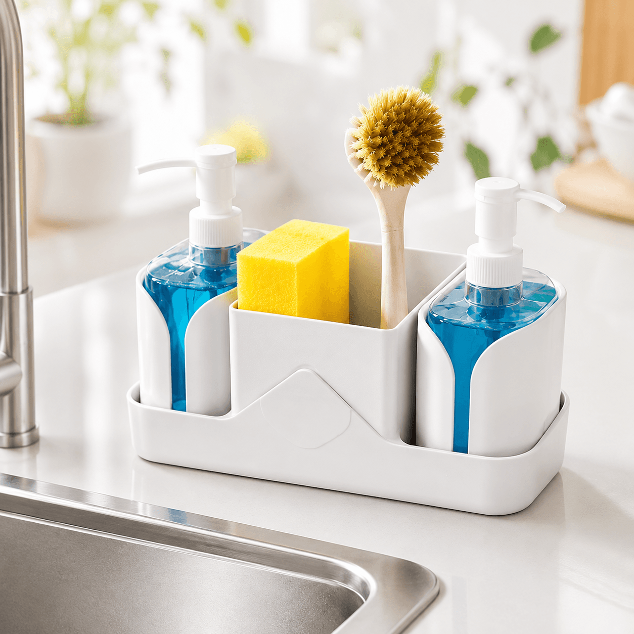 Організатор з дозатором для мила — Multifunctional Soap Dispenser — Органайзер для кухонного мийки