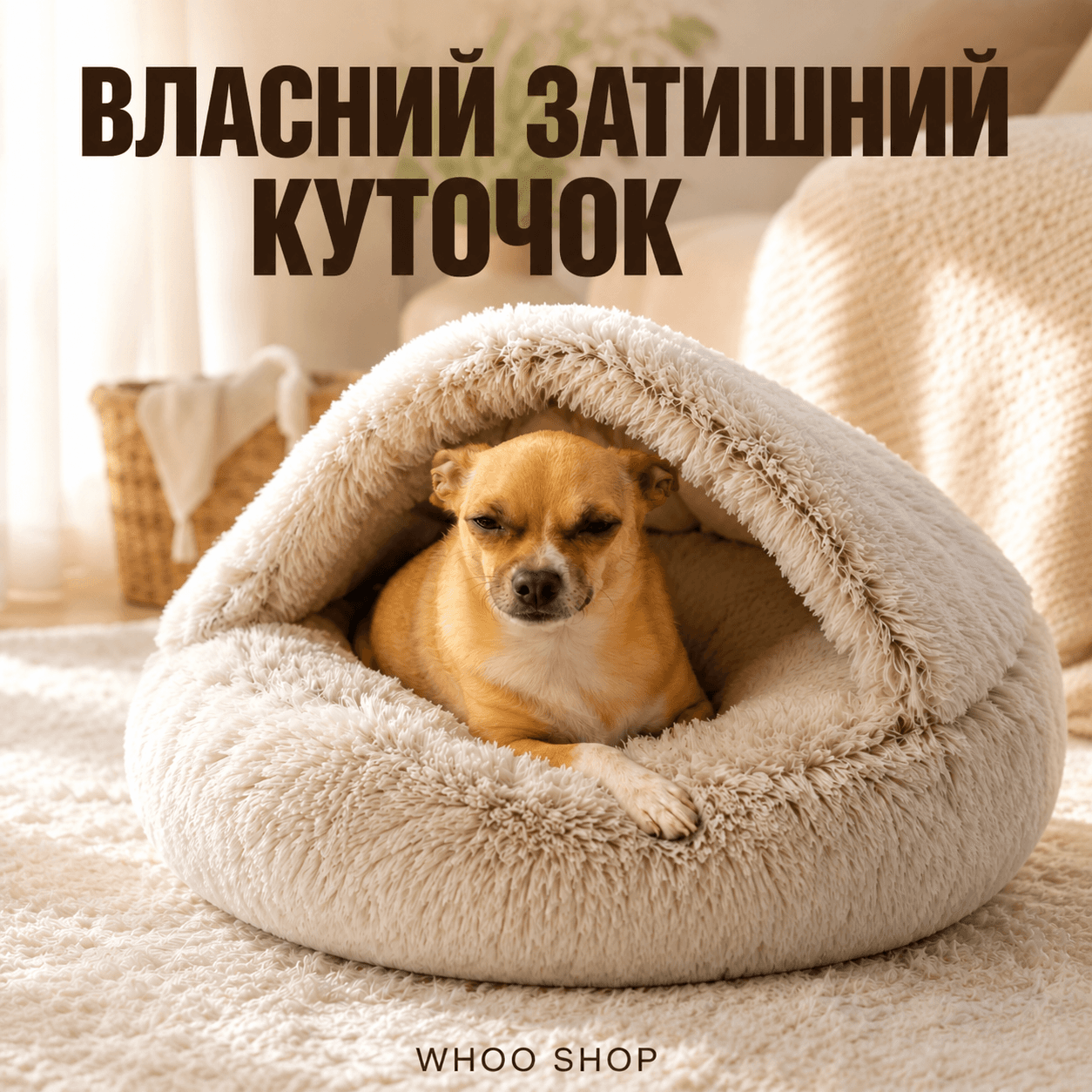 Будиночок для тварин / Закрита кругла лежанка / Лежанка-будиночок для котів та собак 44х38см — головне зображення