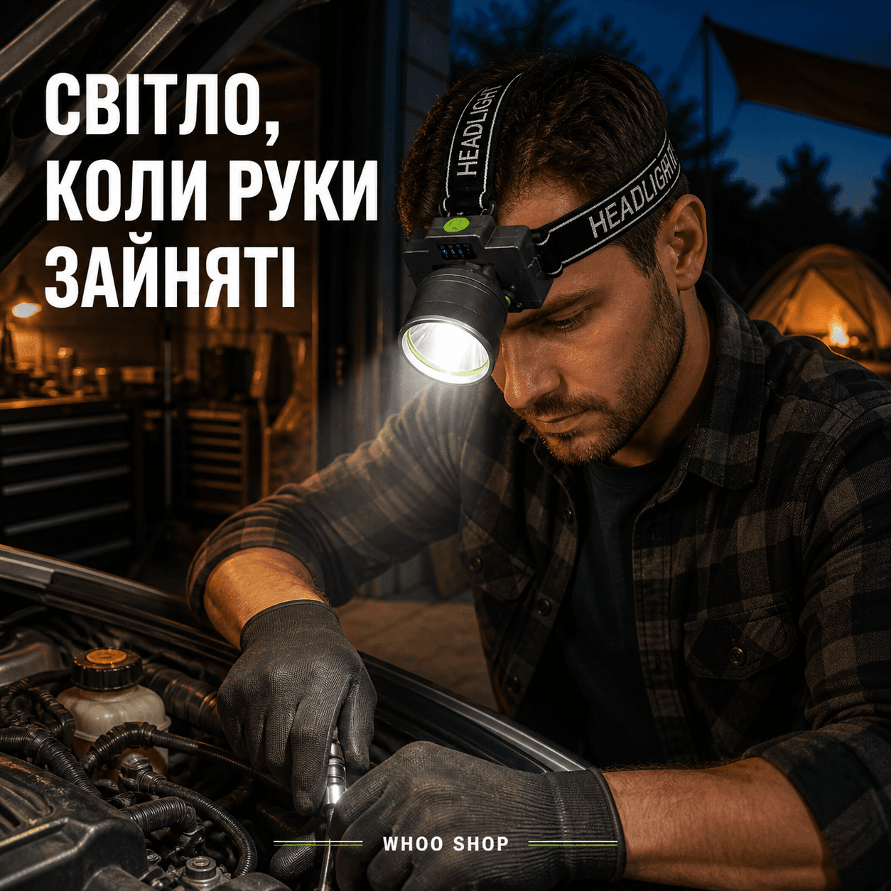 Ліхтарик налобний M 3 pro / Ліхтар акумуляторний UKC / LED світильник налобний на USB Type-C — головне зображення